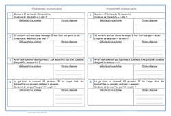 Multiplicatifs - Problèmes : 4ème Harmos - PDF à imprimer