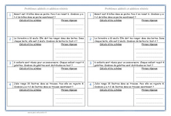 Additif et addition réitérée - Problèmes : 4ème Harmos - PDF à imprimer