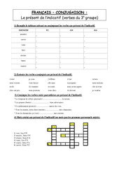 Exercices de conjugaison - Fiches Exercices sur la conjugaison au présent de l'indicatif des verbes du 3e groupe : 7ème Harmos - PDF à imprimer