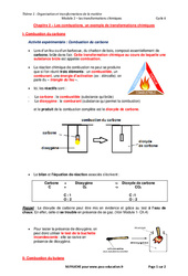 Les combustions, un exemple de transformations chimiques - Cours : 10ème Harmos - PDF à imprimer