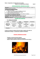 Combustion du carbone - Activité expérimentale avec les corrections : 10ème Harmos - PDF à imprimer