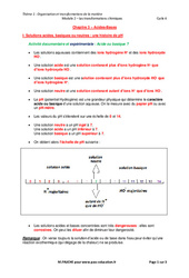 Acides - Bases - Cours : 11ème Harmos - PDF à imprimer