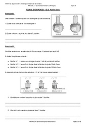 Acides - Bases - Exercices avec les corrections : 11ème Harmos - PDF à imprimer