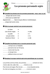 Pronoms personnels sujets - Étude de la langue - Exercices avec les corrigés : 4ème Harmos - PDF à imprimer