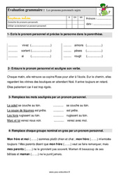 Pronoms personnels sujets - Étude de la langue - Examen Evaluation avec les corrigés : 4ème Harmos - PDF à imprimer