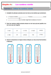 Utiliser les nombres relatifs - Exercices avec correction : 9eme Harmos - PDF à imprimer