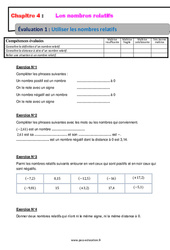 Utiliser les nombres relatifs - Examen Evaluation, bilan, contrôle avec la correction : 9eme Harmos - PDF à imprimer