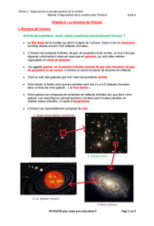 La structure de l’Univers - Cours : 10ème Harmos - PDF à imprimer