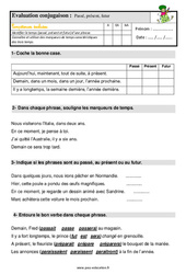 Passé - présent - futur - Étude de la langue - Examen Evaluation avec les corrigés : 4ème Harmos - PDF à imprimer