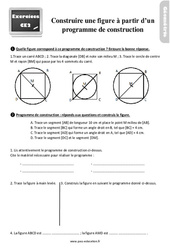 Construire une figure à partir d'un programme de construction - Exercices, révisions : 5ème Harmos - PDF à imprimer