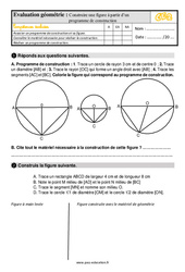 Construire une figure à partir d'un programme de construction - Évaluation, bilan : 5ème Harmos - PDF à imprimer