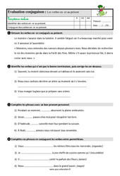 Présent des verbes en - er - Étude de la langue - Examen Evaluation avec les corrigés : 5ème Harmos - PDF à imprimer