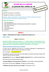 Présent des verbes en - er - Étude de la langue - Séquence - Fiche de préparation : 4ème Harmos - PDF à imprimer