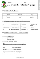 Présent des verbes en - er - Étude de la langue - Exercices avec les corrigés : 4ème Harmos - PDF à imprimer