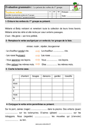 Présent des verbes en - er - Étude de la langue - Examen Evaluation avec les corrigés : 4ème Harmos - PDF à imprimer