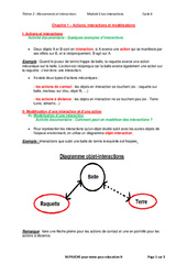 Actions, interactions et modélisations - Cours : 10ème Harmos - PDF à imprimer