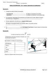 Actions, interactions et modélisations - Exercices avec les corrections : 10ème Harmos - PDF à imprimer