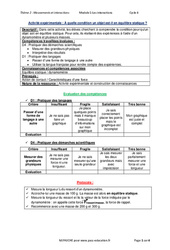 À quelle condition un objet est - il en équilibre statique ? - Activité expérimentale avec les corrections : 10ème Harmos - PDF à imprimer