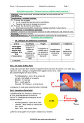 Comment peut - on modéliser des interactions ? - Activité documentaire avec les corrections : 10ème Harmos - PDF à imprimer