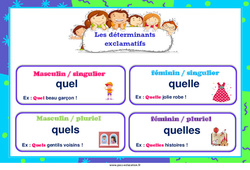 Les déterminants exclamatifs - Affiche de classe : 5ème, 6ème, 7ème Harmos - PDF à imprimer