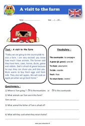 A visit to the farm - Anglais - Lecture - Level 3 : 6ème, 7ème Harmos - PDF à imprimer