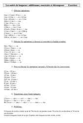 Unités de longueur- Fiches Additionner, soustraire et décomposer - Exercices - Mesures : 7ème Harmos - PDF à imprimer