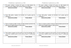 4 opérations - Problèmes : 5ème Harmos - PDF à imprimer