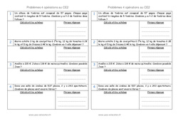 Addition - Soustraction - Multiplication - Division - Problèmes : 5ème Harmos - PDF à imprimer