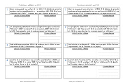 Additifs - Problèmes : 5ème Harmos - PDF à imprimer