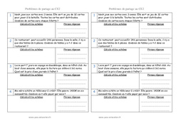 Partage - Problèmes : 5ème Harmos - PDF à imprimer