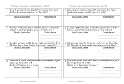 Partage - Multiplicatifs - Problèmes : 5ème Harmos - PDF à imprimer