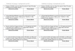 Multiplicatifs et partage - Problèmes : 5ème Harmos - PDF à imprimer