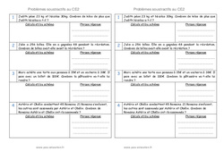 Soustractifs - Problèmes : 5ème Harmos - PDF à imprimer