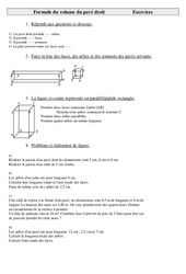 Formule du volume du pavé droit - Exercices : 7ème Harmos - PDF à imprimer