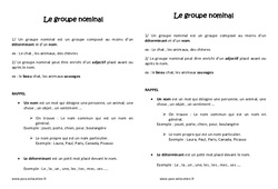 Groupe nominal - Cours, Leçon : 5ème Harmos - PDF à imprimer