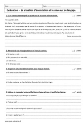 Niveaux de langage - Situation d’énonciation - Examen Evaluation avec le corrigé : 10ème Harmos - PDF à imprimer