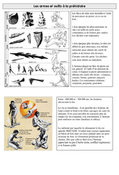 Armes et outils à la préhistoire - Exercices : 5ème Harmos - PDF à imprimer