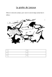 Grotte de Lascaux - Exercices - Les débuts de la pensée et de l’art : 5ème Harmos - PDF à imprimer