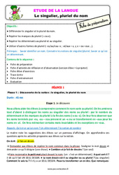 Le singulier, pluriel du nom - Étude de la langue - Séquence - Fiche de préparation : 4ème Harmos - PDF à imprimer