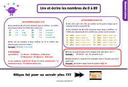 Les nombres de 0 à 89 - Cours, Leçon, trace écrite : 4ème Harmos - PDF gratuit à imprimer