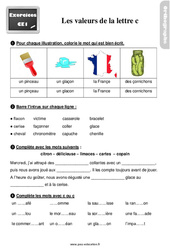 Les valeurs de la lettre c - Exercices, révisions : 4ème Harmos - PDF à imprimer