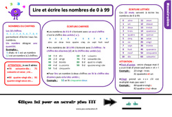 Lire et écrire les nombres de 0 à 99 - Cours, Leçon, trace écrite : 4ème Harmos - PDF gratuit à imprimer