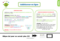 Additionner en ligne - Cours, Leçon, trace écrite : 4ème Harmos - PDF gratuit à imprimer