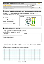 Les problèmes additifs - Évaluation, bilan : 4ème Harmos - PDF à imprimer