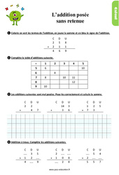 L'addition posée sans retenue - Exercices, révisions : 4ème Harmos - PDF à imprimer