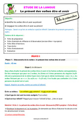 Séquence - Fiche de préparation Le présent des verbes être et avoir - Étude de la langue - Séquence - Fiche de préparation : 5ème Harmos - PDF à imprimer