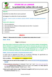 Présent des verbes être et avoir - Étude de la langue - Séquence - Fiche de préparation : 4ème Harmos - PDF à imprimer
