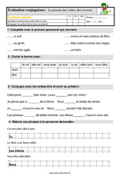 Présent des verbes être et avoir - Étude de la langue - Examen Evaluation avec les corrigés : 4ème Harmos - PDF à imprimer