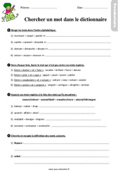 Chercher un mot dans le dictionnaire - Étude de la langue - Exercices avec les corrigés : 5ème Harmos - PDF à imprimer