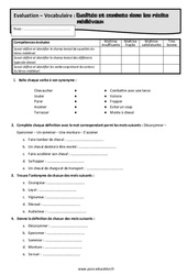 Qualités et combats dans les récits médiévaux - Examen Evaluation, bilan, contrôle avec la correction : 9eme Harmos - PDF à imprimer